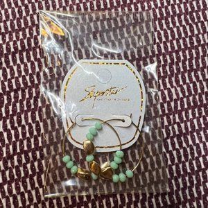 Turquoise and Gold Bead Hoop Earrings